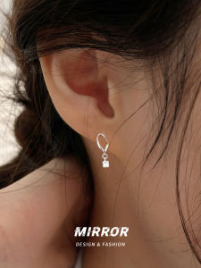 Xiaomiren Khuyên Tai Nữ Đơn Giản Bằng Bạc Nguyên Chất Hình Lập Phương Gợn Sóng Hình Vuông Đáng Yêu Nhỏ Nhắn Không Cần Tháo Đi Ngủ 925
