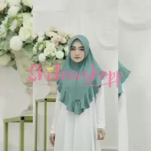 Hijab Instan Pet Rempel Depan Alfajril Algifari Jersey Motif Polka Bulat Al-Fajril Sheloveshopp