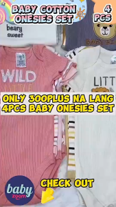 4PCS CICI ทารกแรกเกิด Jumpsuit ทารกแรกเกิดเด็กชายหญิงชุด ชุดเด็กแรกเกิด 1เซ็ต4ชิ้น ผ้าฝ้าย100%