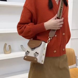 BJ62597 - KHAKI/BLACK TAS SLEMPANG SLINGBAG JINJING HANDBAG TOTEBAG  WANITA FASHION KOREA CHINA IMPORT MODIS ELEGAN TERMURAH TERLARIS TERBARU BAGSTORE JAKARTA TAS BATAM ZCJ2597