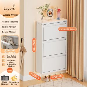 DIBIOU | Steel Flip Front Large Capacity Shoe Cabinet With Lock