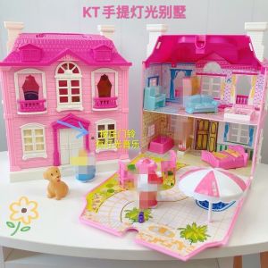 READY STOCK MALAYSIA Kitty Cat/Hello Kitty 3 Layer Doll House Castle with 4 Dolls Pretend Play Toy set
