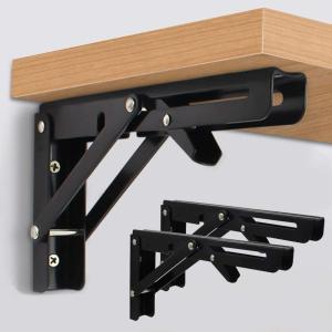 Folding Angle Bracket,2PCS Triangle Folding Angle Bracket Heavy Support Adjustable Wall Mounted Bench Table Shelf Bracket