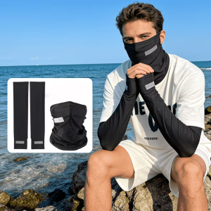 WRELS | 1Set Summer Arm Sleeves Sun Protection Anti UV Driving Outdoor Face Cover Cooling Breathable Bandana Hiking Cycling Mask