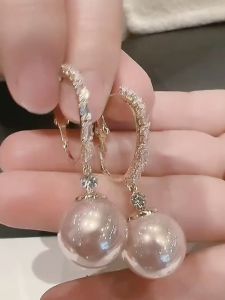 Fashionable Pearl Earrings Large Hoop East Gate Trendy Simple Personality 2024 New Style Womens Jewelry Fashion Accessories