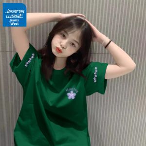 Jeanswest | Áo Thun Tay Ngắn Mỏng Nhẹ Phong Cách Hàn Quốc Màu Tím Cotton Sạch 100%