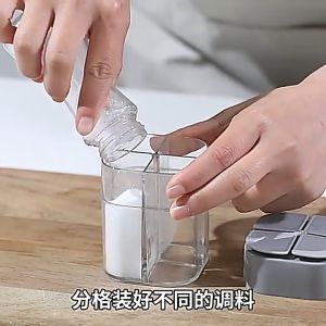 Clear Seasoning Rack Spice Pots - 4 in1 Seasoning Box Storage Pepper Container Condiment Jars