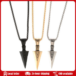 Mens Design Matte Black Long Necklace with Arrow Pendant Jewelry Chain Punk Rock Christmas Halloween Neck Chain For Men Women Charm Spearhead Pendant For Women Gold Silver Color Stainless Steel Necklaces Fashion Jewelry Party Wedding Gift 2025