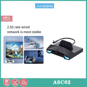 Hagibis ASC02 Rog Ally สถานีเชื่อมต่อสากลดาดฟ้าไอน้ำสวิตช์OLED 6-In-1 4K HDMI 2.5G RJ45100W PD RGBเบาฮับ USB C