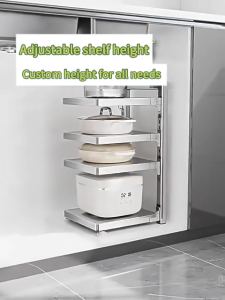 LOADNIX Stainless Steel Under Sink Pot Rack Multi Layer Kitchen Organizer Shelf No Installation Countertop Pan Storage Rack Space Saving