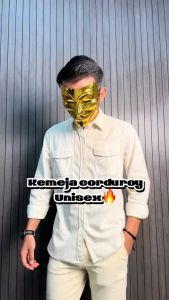 ZEKE A0022 Mens Double pockets Shirt Casual Fashion Solid Color Corduroy Men Shirts