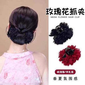 Rose Flower Hair Clip Womens High Fashion Added Volume Headwear Original Design Hair Accessories Front Head Flowers Clips