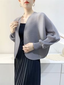 Cardigan Pleated Jacket Womens Batwing Sleeve Loose Casual Design Niche WT-118