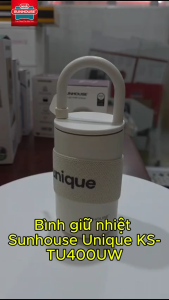 Bình Giữ Nhiệt Sunhouse Unique KS-TU400UW (400ml) - Thiết Kế Quai Xách Cực Xinh Màu Trắng Vintage