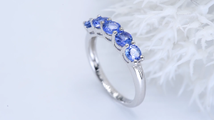 Lohaspie Jewelry Genuine 1.35 Carats Solid Sterling Silver 925 Ring Original Natural Tanzanite Aquamarine Ring Aquamarine 925 Sterling Silver Ring Tanzanite Ring For Women Jewelry