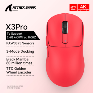 Attack Shark X3 PixArt PAW3395 Bluetooth Mouse26000dpiWireless Tri-Mode ConnectionLightweight Macro Gaming Mouse