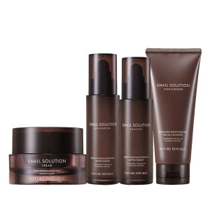 Nature Republic Snail Solution Skin Booster 130ml | Emulsion 120ml | Foam Cleanser 150ml [Brightening & Wrinkle Care Set]