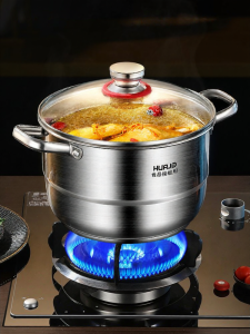 HUAJIDA | Stainless Steel Double-Handle Soup Pot for Induction and Gas Stoves