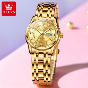 OLEVS Watch For Women Waterproof New 2023 Casual Original Stainless Steel Strap Luminous Calendar Luxury Grace Fashion