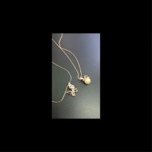 Rose Gold Butterfly & Pearl 18k Gold plated Pendant Necklace 1pc