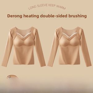 miiow | Cat Woman V-Neck Base Shirt Womens Autumn Winter Outerwear 2024 New Seamless Inner Wear Warm Underwear With Chest Pad Dervo