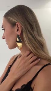 Ingemark | Ingemark Vintage Creative Oil Dripping Triangle Drop Earrings Women Unique Piercing Gold Color Metal Drop Earrings New Jewelry