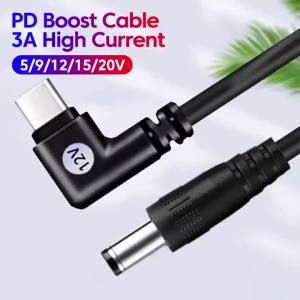 Olaf | Type-C to DC Power Cable 20v/15v/12v/9v/5v DC5.5mm Bend Boost Line For Laptop Router Speaker DC Interface Power Supply Equipment