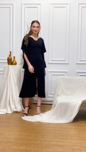 Aurora Black Dress Midi Dress Women