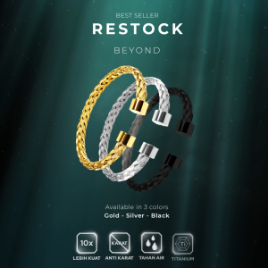 Emrys Bracelet BEYOND Real Titanium Anti Karat Gelang Titanium Pria Wanita