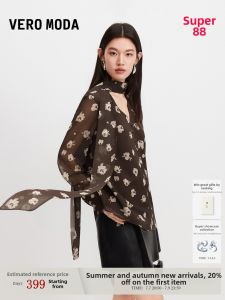 Vero Moda | Flutter Collar Printed French Blouse Loose