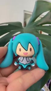 Bandai | Hatsune Miku Chibi Figure Desktop Decoration Cute Anime Character Collectible Model Sitting Pose Gift for Fans Room Display