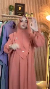 Inara Set Syari Gamis Set Syari Lengan Resleting set dengan hijab super best seller bahan crinkle airflow