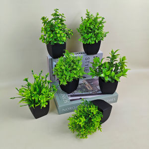 Pot Bunga Plastik Tanaman Daun Rumput Artificial Dekorasi Vas Ruang Tamu Rumah Indoor Outdoor PBP217