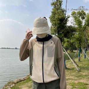 เสื้อแจ็คเก็ตผ้าตาข่ายกันแดดแบบสวมหัวสไตล์ฮ่องกง 1199 เสื้อคลุมกันแดดกลางแจ้งแบบผ้าตาข่ายระบายอากาศสำหรับฤดูใบไม้ผลิและฤดูร้อนสำหรับคู่รัก