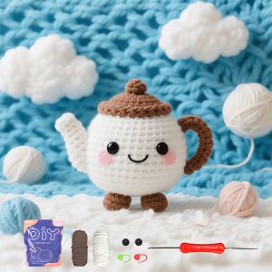 1pc Cute Teapot Crochet Kit Amigurumi Knitting Kit And Yarn Craft Kits with Step-by-Step Video Tutorials And Instruction