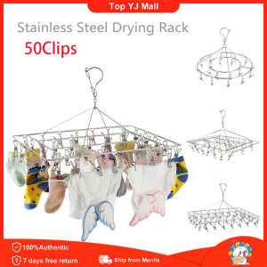 Top YJ Mall Stainless Steel Clip Hanger With 50 Clips Sipitan Hanger Socks Underwear Bra Shoes Drying Rack 40*30CM