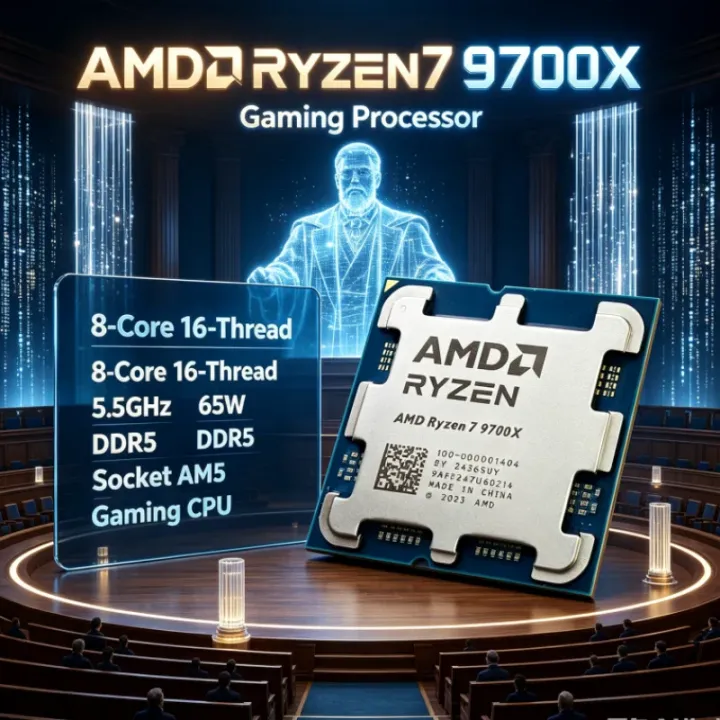 AMD | AMD Ryzen 7 9700X 8-Core 16-Thread L3=32M Socket AM5 4NM PCIe 5.0 3.8GHz Up to 5.5GHz DDR5 65W without fan CPU for Gaming PC