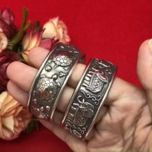 กำไล C โรเดียมลงยา ลายช้าง เต่า ปรับขนาดได้ งานชุบโรเดียม งวยสวย ใช้ได้ทุกโอกาส กำไลแฟชั่น รูปถ่ายจากสินค้าจริง พร้อมส่ง