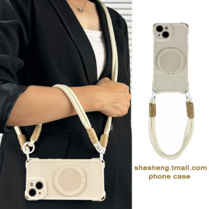 Vintage White Rotating Stand Compatible with Samsung S24/S23/S22/S21 Phone Case with Lanyard Magnetic Absorption Ultra Belt Creative Silicone Soft Cover Trendy