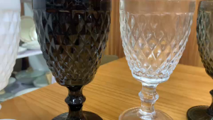 KHOME.PH 6PCS Small Diamond Pattern Wine Glass Modern Embossed Goblet Glassware Water Goblet Glassware 350ml