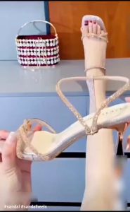 AURORA STORE - High heels kaca wanita MOANA terbaru variasi mutiara silang