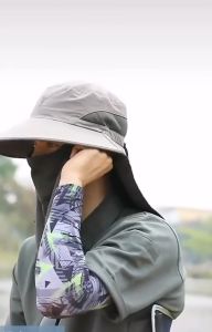 หมวกกันแดด พร้อมคลุมหน้า ป้องกันแสงแดด สำหรับนักเดินป่าปีนเขากลางแจ้ง หมวกตกปลา หมวกผู้ชาย