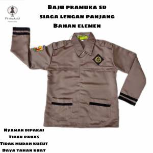 BAJU SIAGA PANJANG/ BAJU PLAT COKLAT SD TANGAN PANJANG FULL KANCING