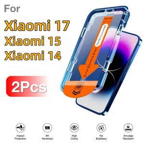 2Pcs For XIAOMI 17 15 14 13 MI 12t 10 9 10t 11i Pro Lite CC9 Tempered Glass Screen Protector Easy Install Auto-Dust Removal Kit