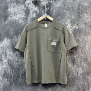 Summer 2025 Mens Loose Fit round Neck Short Sleeve T-Shirt Trendy Splice Design Breathable Cotton Polyester Blend Casual Top