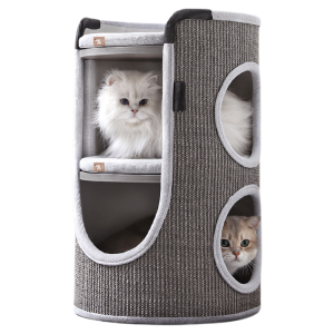 HOOPET | Compact Multifunctional Cat Tree Scratching Post Hideout Sisal Barrels