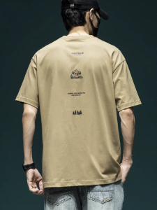 2025 New Pure Cotton American Retro round Neck T-Shirt Mens Summer New Heavyweight 260g Short Sleeve Loose Fit Breathable