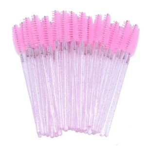 2025 Trend 100Pcs Disposable Mascara Wands -Lash Spoolies Crystal Eyebrow Brush for Eyelash Extensions & Makeup Grooming