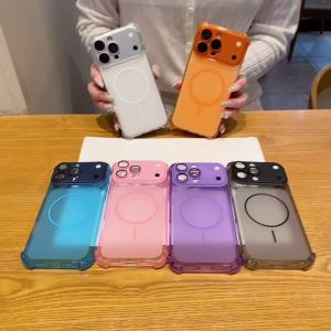 Luxury Four Corner Shockproof Armor Bumper Matte Clear Case for iPhone 17 14 15 13 16 17Pro Max Camera Protection TPU Soft Cover
