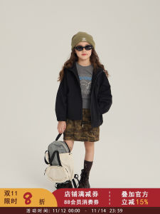 Girls Outdoor Climbing Clothes Windproof Casual Hooded Jacket Childrens High-End Sensation Stormproof Vest Polyester Fiber